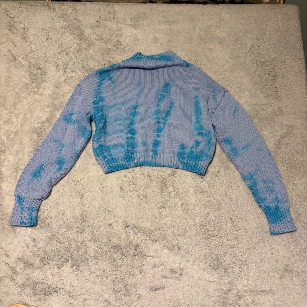 Colorful Natalie Blue Tie Dye Cropped Cardigan Safety Pin Grunge Punk 
S/M - Picture 7 of 7